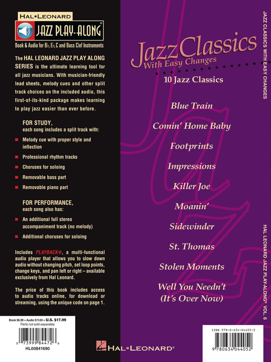 Jazz Classics Easy Changes - Jazz Play Along Volume 6 Book/Cd