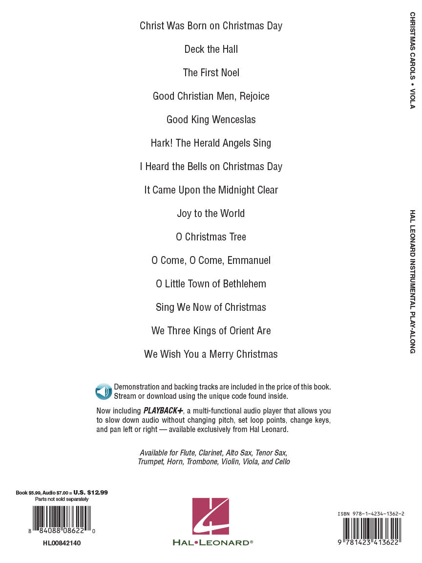 Christmas Carols For Viola Play Along Book/Cd