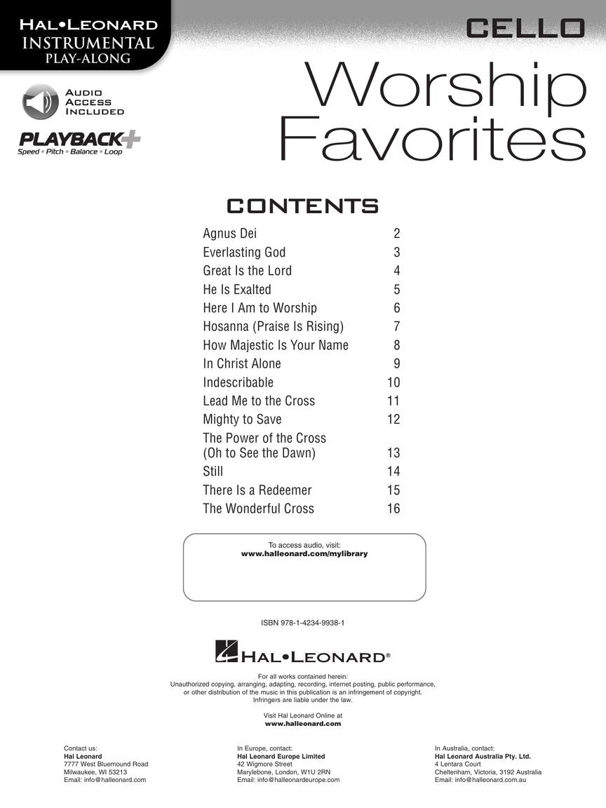 Worship Favorites For Cello Play Along Book/Ola