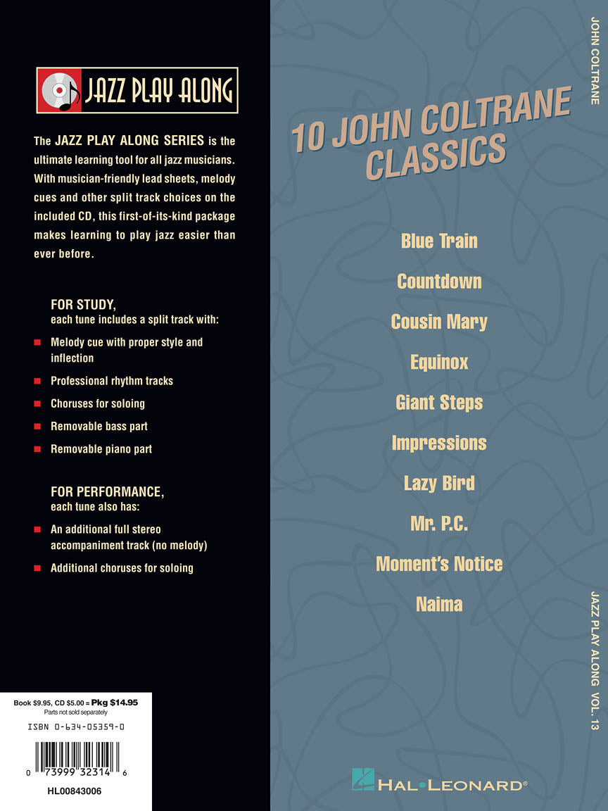 John Coltrane - Jazz Play Along Volume 13 Book/Cd