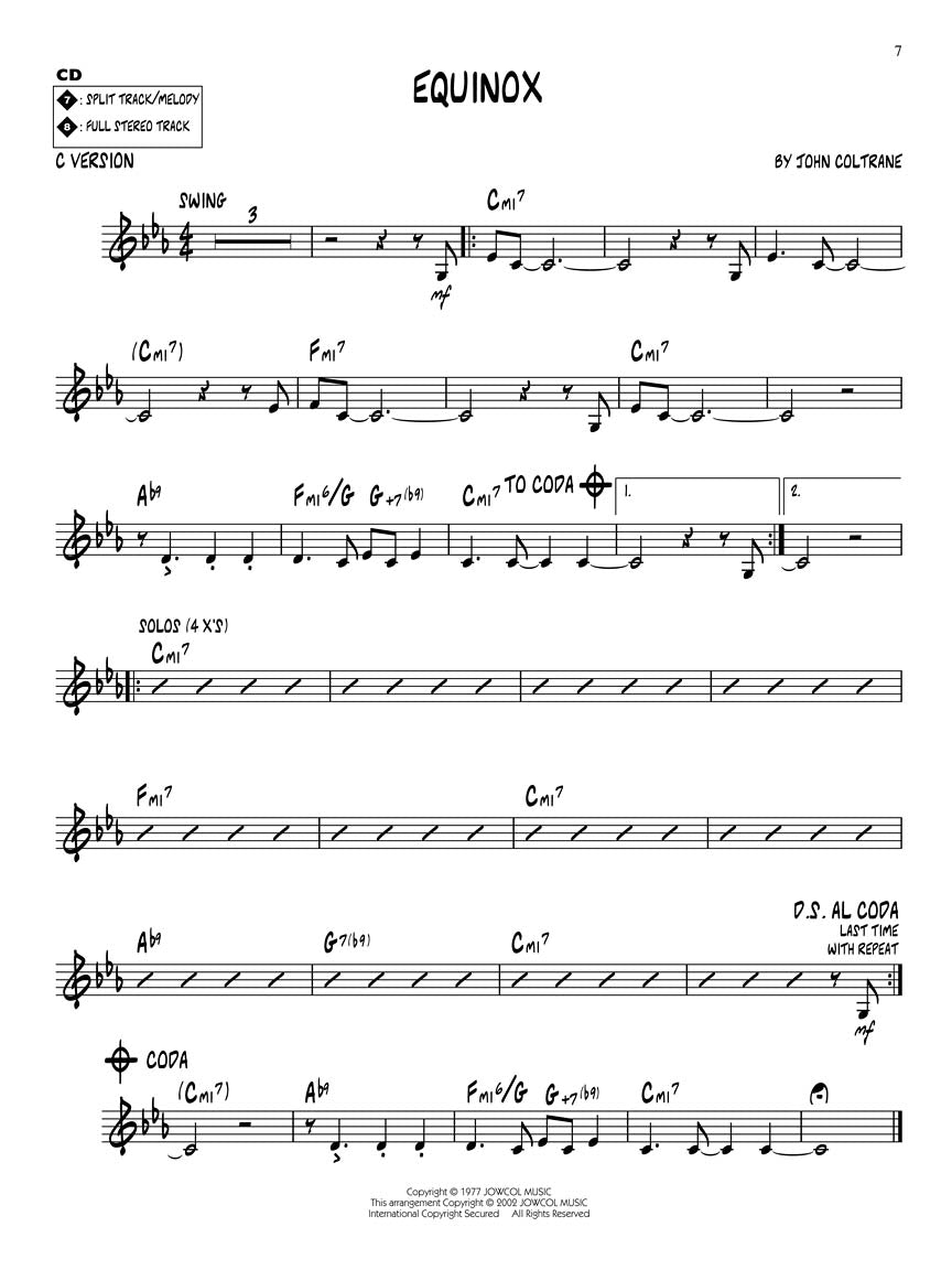 John Coltrane - Jazz Play Along Volume 13 Book/Cd