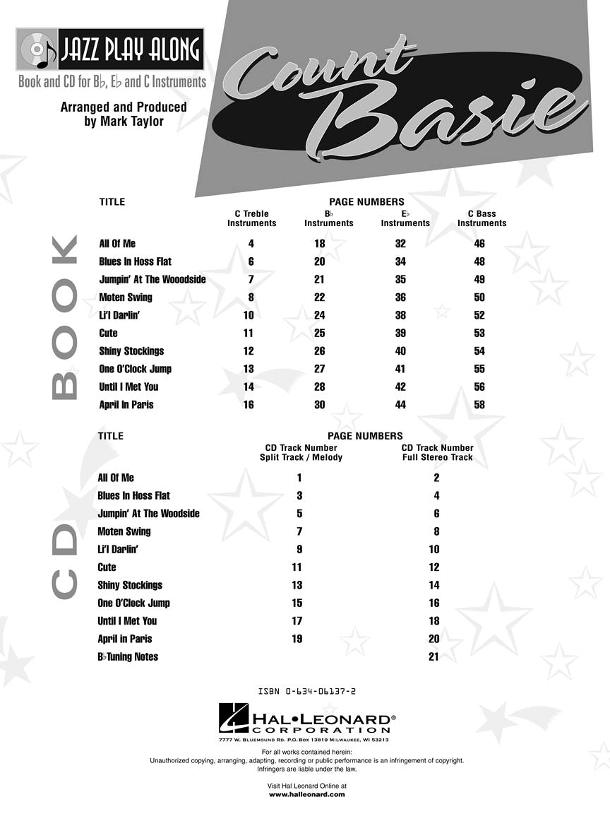 Count Basie - Jazz Play Along Volume 117 Book/Cd