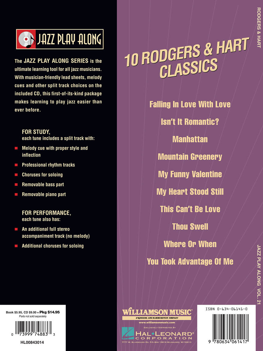 Rodgers And Hart Classics - Jazz Play Along Book/Cd