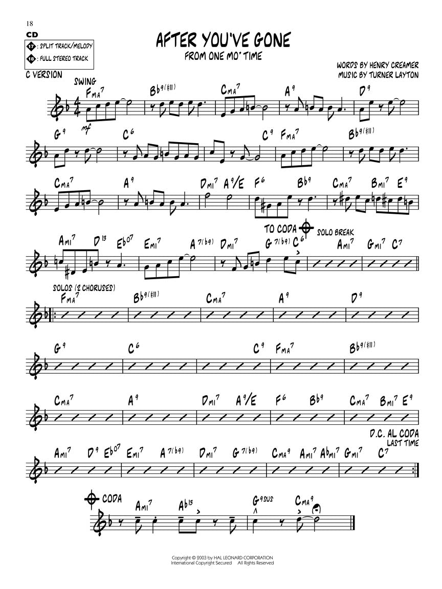 Early Jazz Standards - Jazz Play Along Volume 24 Book/Cd