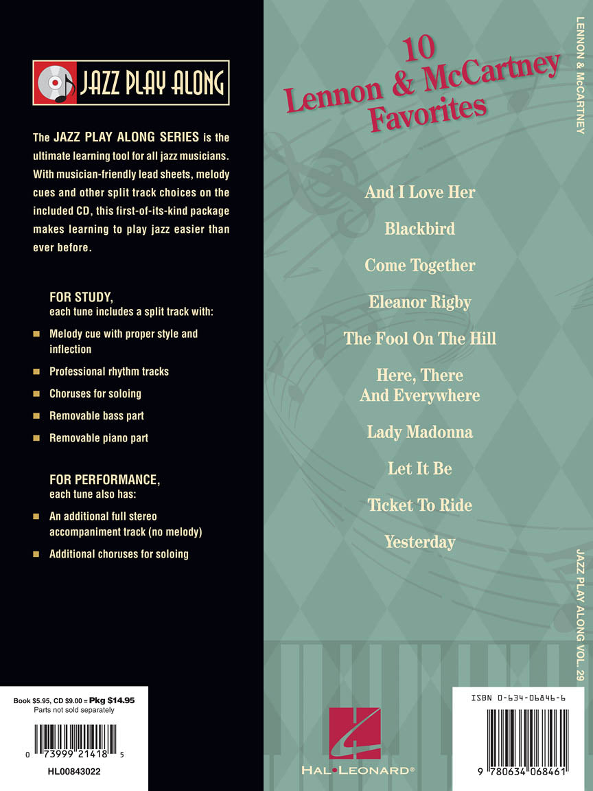 Lennon & McCartney - Jazz Play Along Volume 29 Book/Cd
