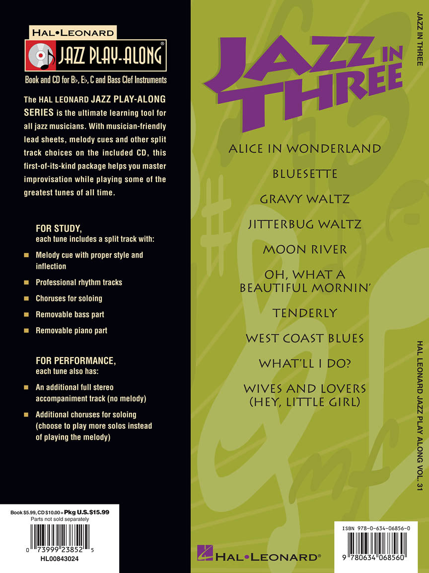 Jazz In Three - Jazz Play Along Volume 31 Book/Cd