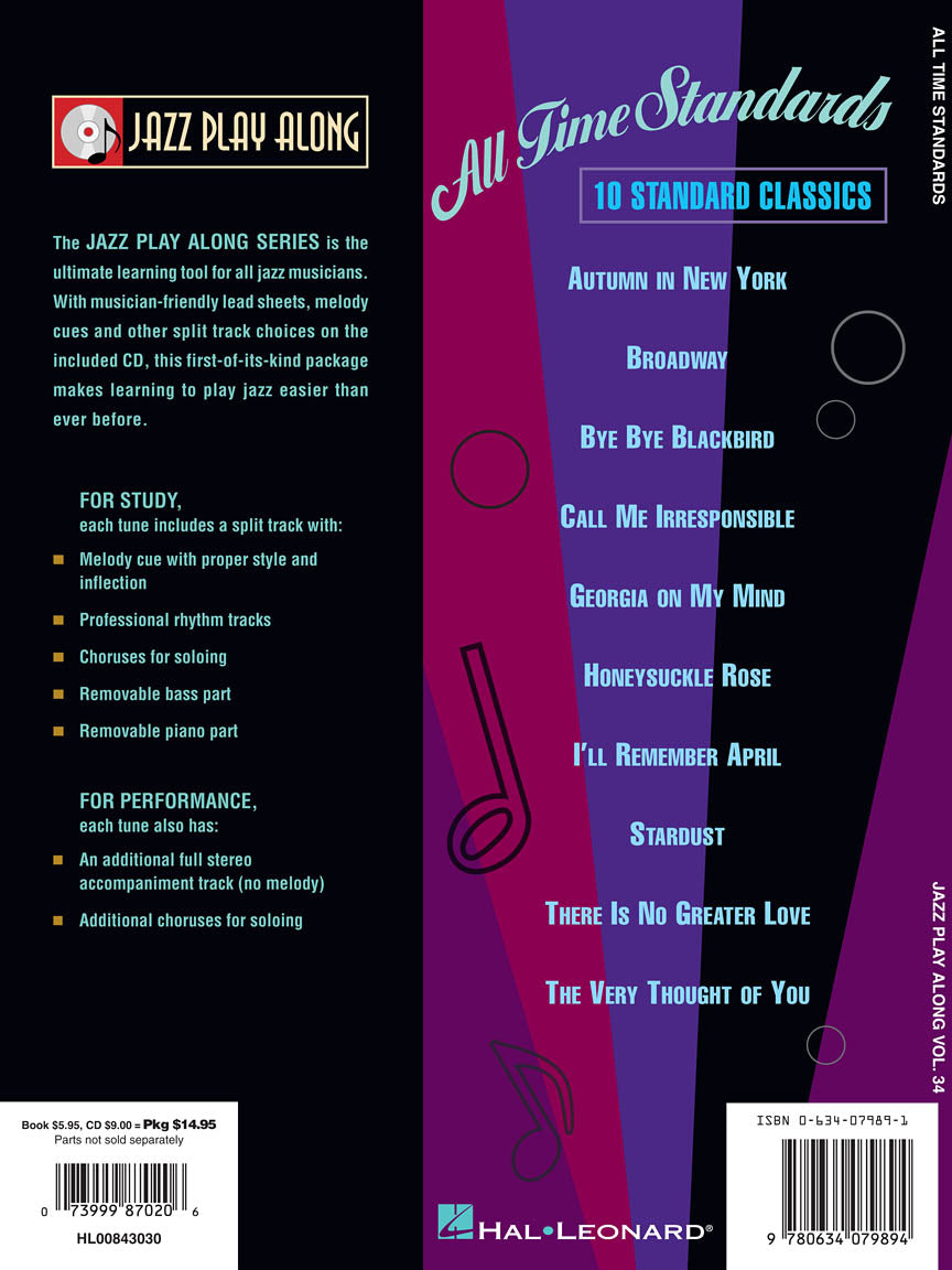 All Time Standards - Jazz Play Along Volume 34 Book/Cd