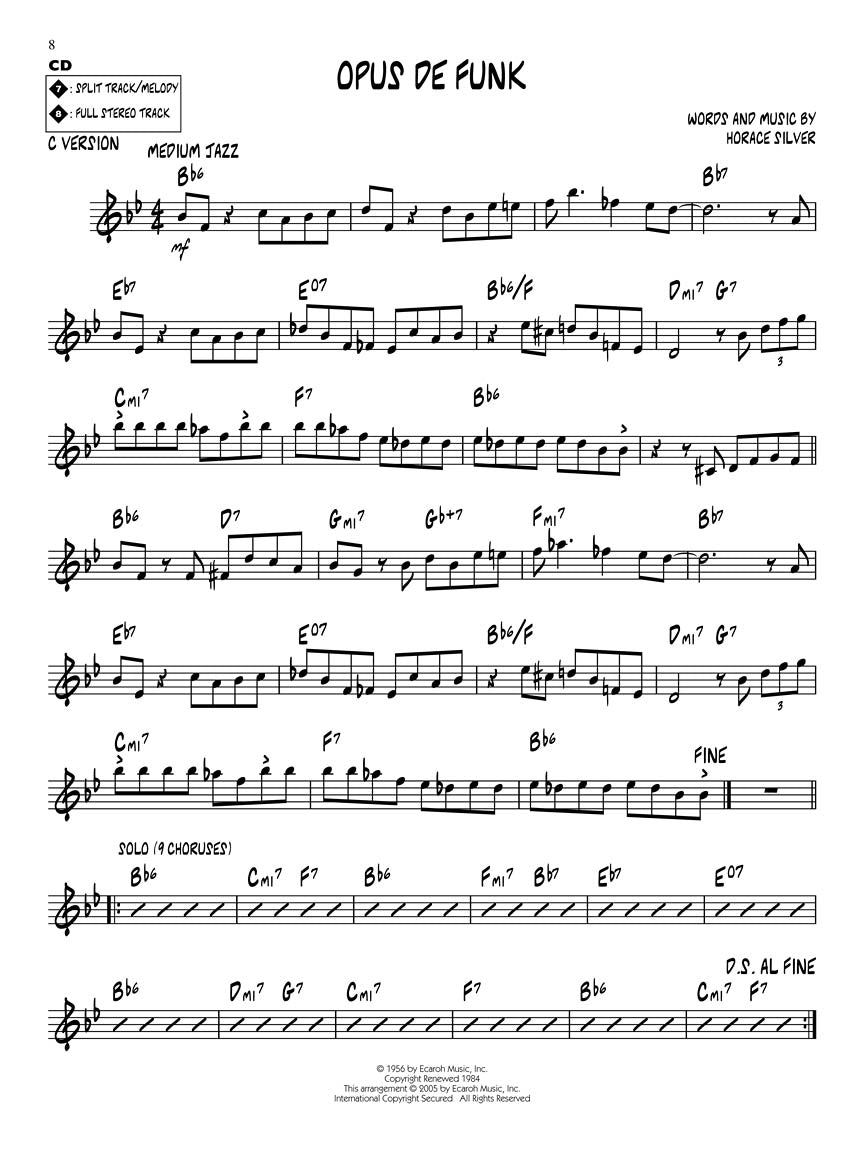 Horace Silver - Jazz Play Along Volume 36 Book/Cd