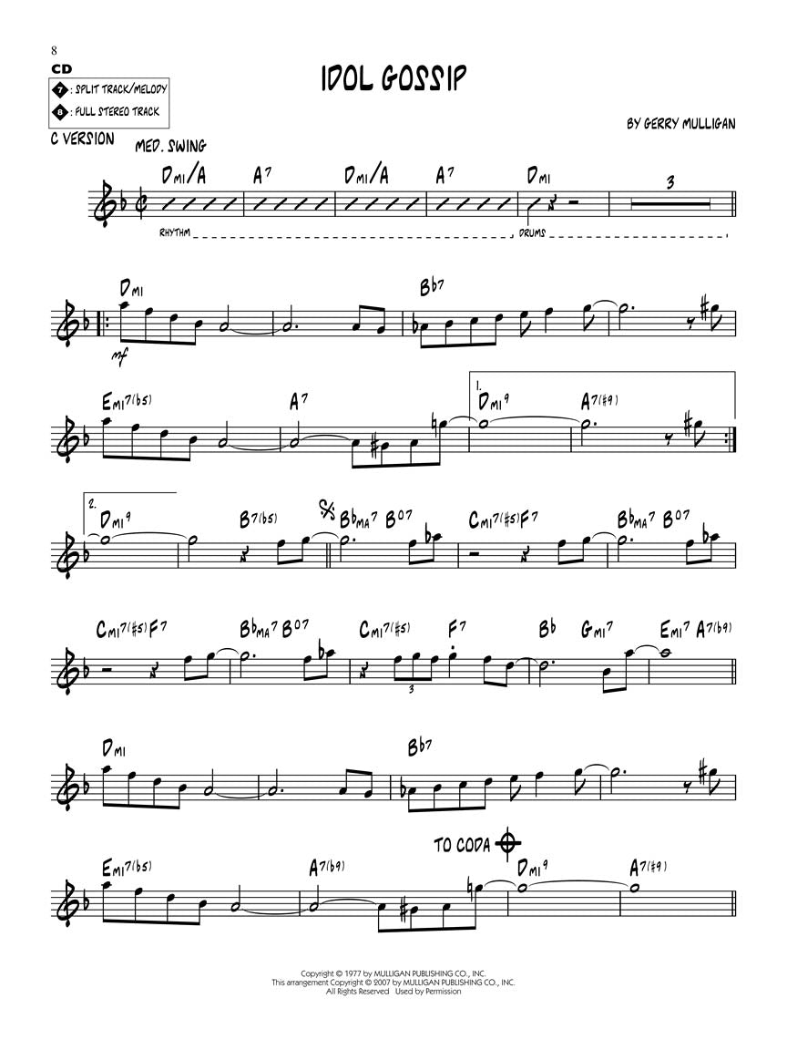 Gerry Mulligan - Jazz Play Along Volume 42 Book/Cd