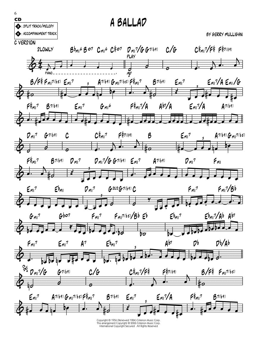 Gerry Mulligan Classics - Jazz Play Along Volume 43 Book