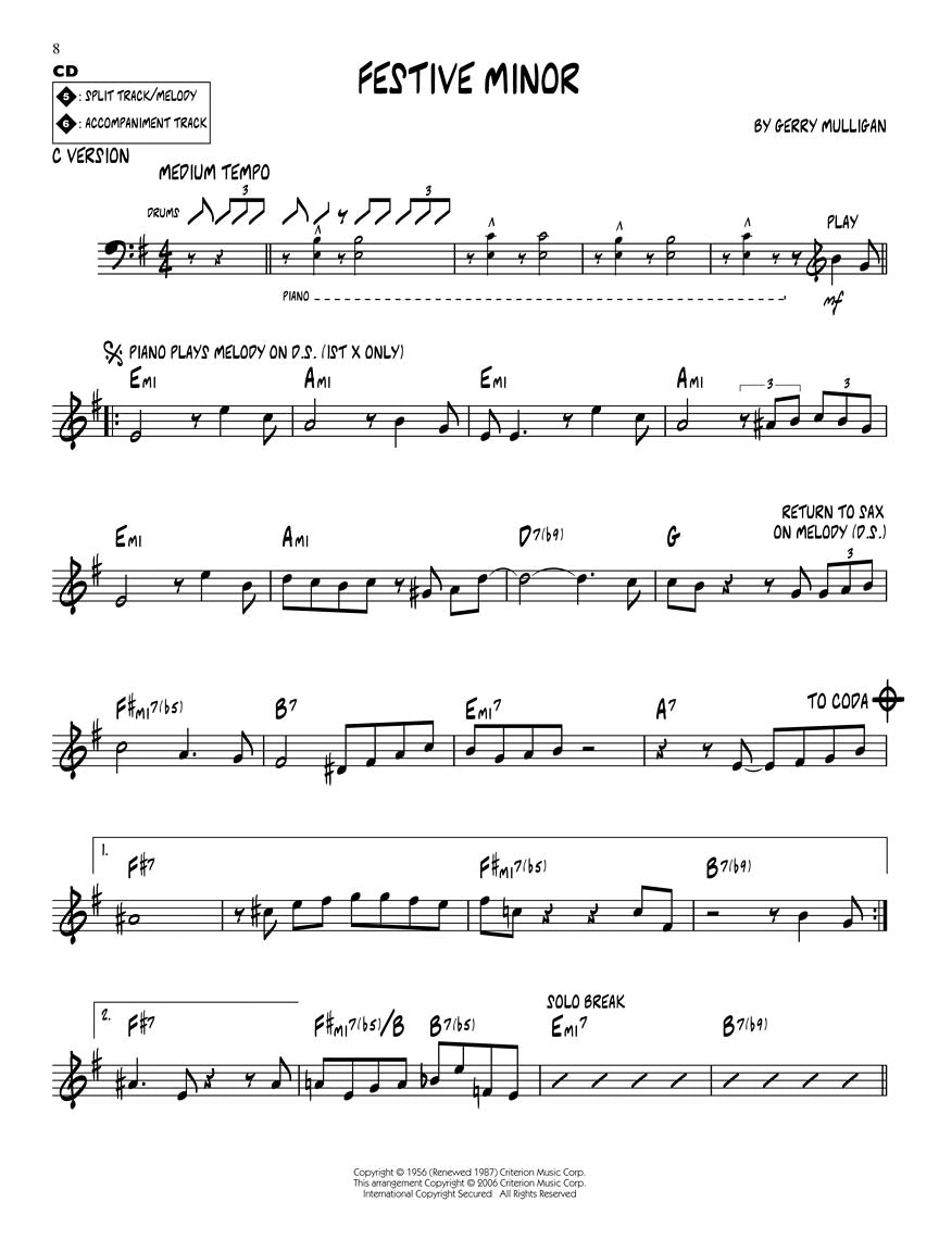 Gerry Mulligan Classics - Jazz Play Along Volume 43 Book