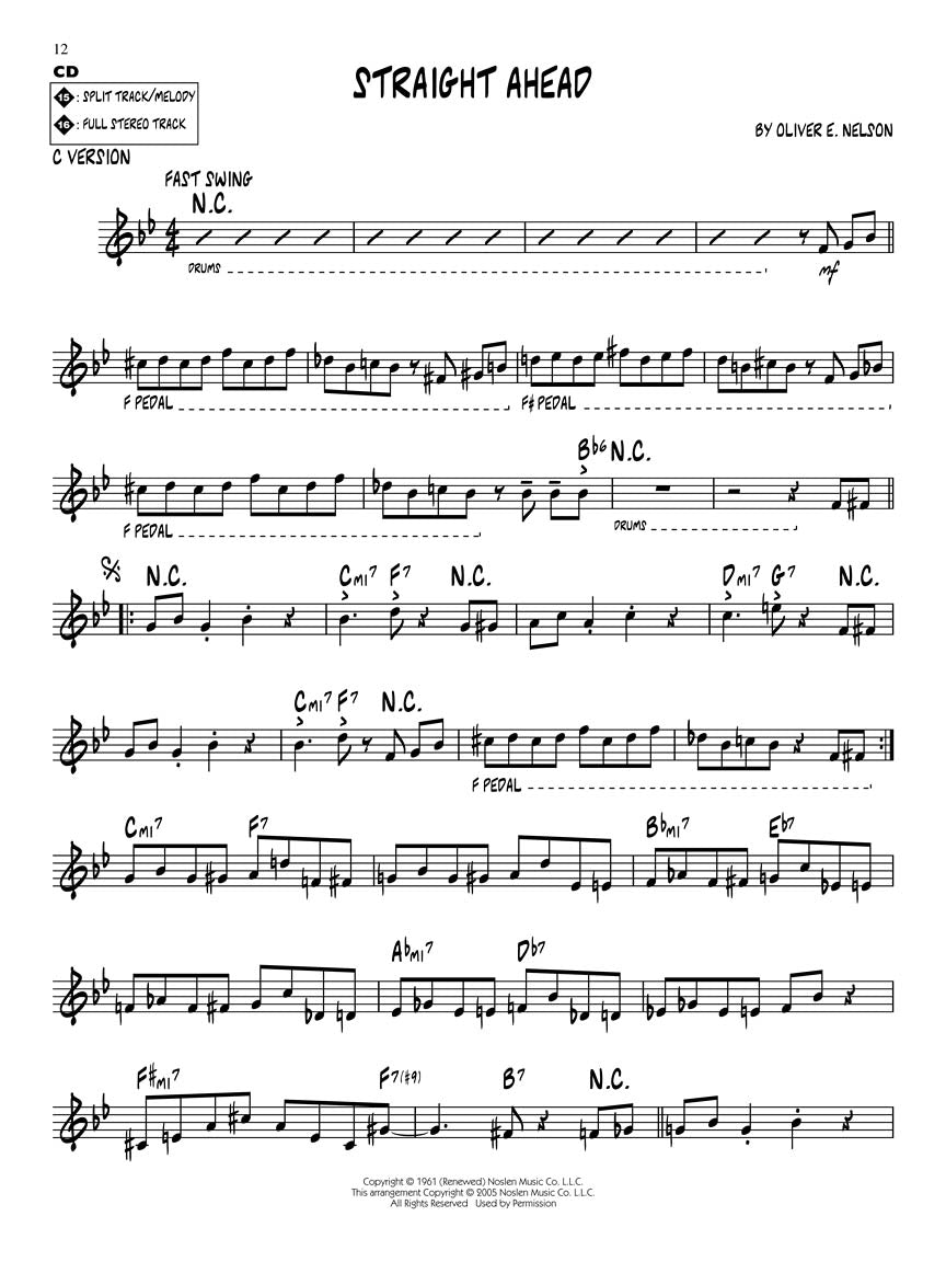Oliver Nelson Jazz Play Along Volume 44 Book/Cd