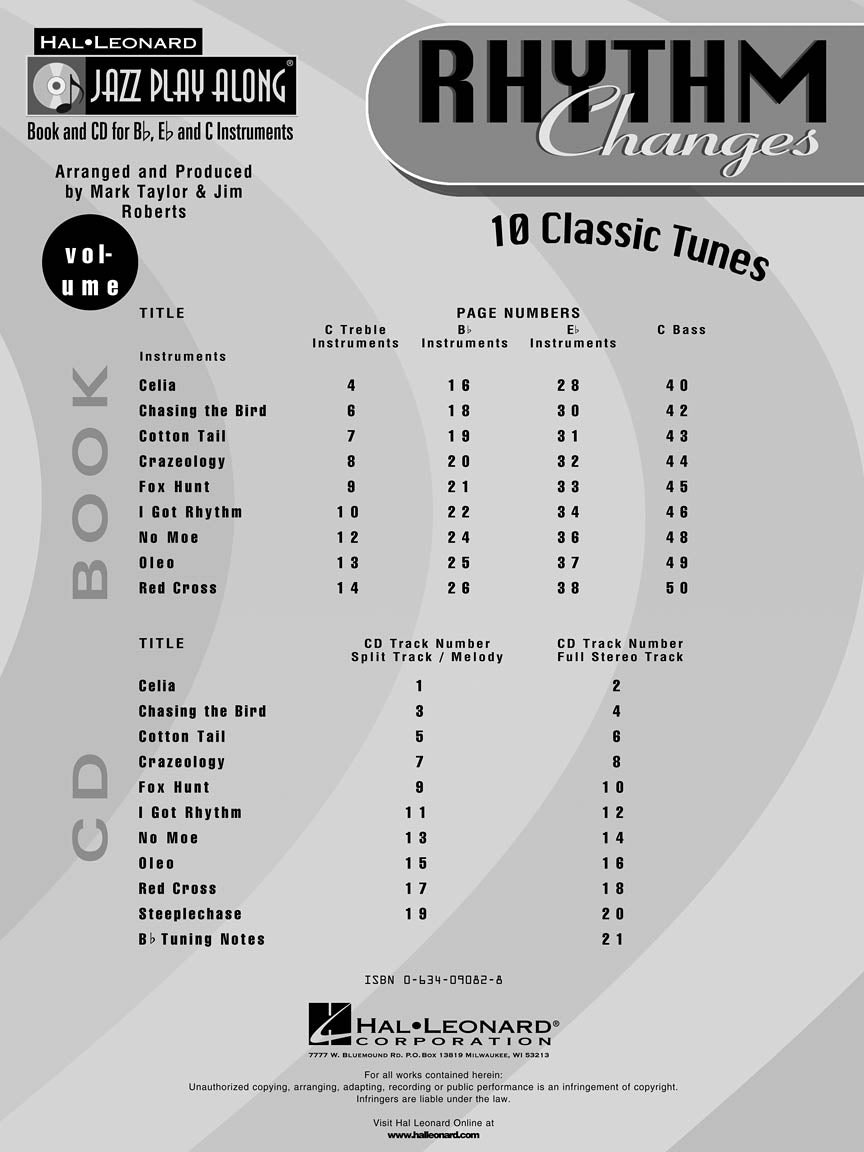 Rhythm Changes - Jazz Play Along Volume Book/Cd
