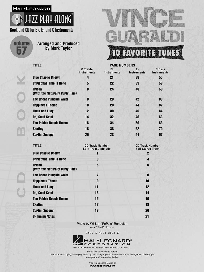 Vince Guaraldi - Jazz Play Along Volume 57 Book/Cd