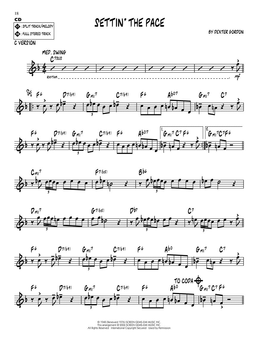 Dexter Gordon - Jazz Play Along Volume 60 Book/Cd