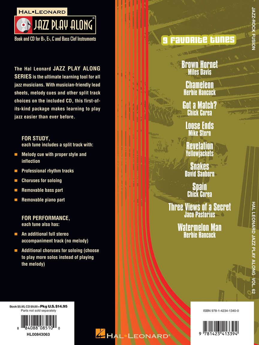 Jazz Rock Fusion - Jazz Play Along Volume 62 Book/Cd