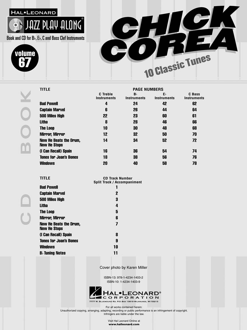 Chick Corea - Jazz Play Along Volume 67 Book/Cd