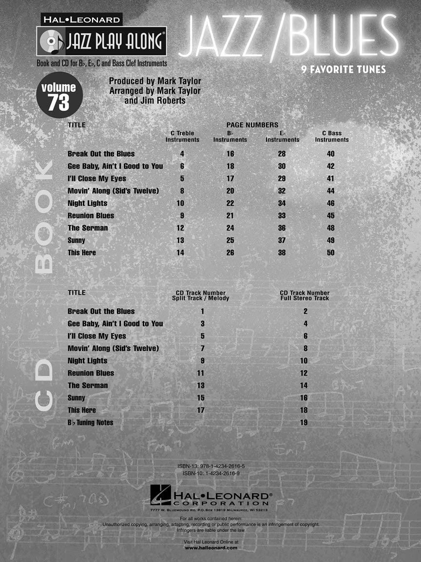 Jazz / Blues - Jazz Play Along Volume 73 Book
