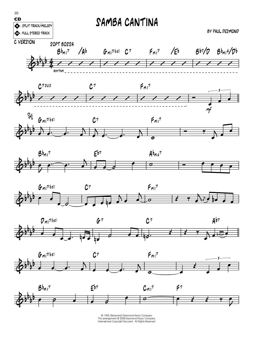 Paul Desmond - Jazz Play Along Volume 75 Book/Cd