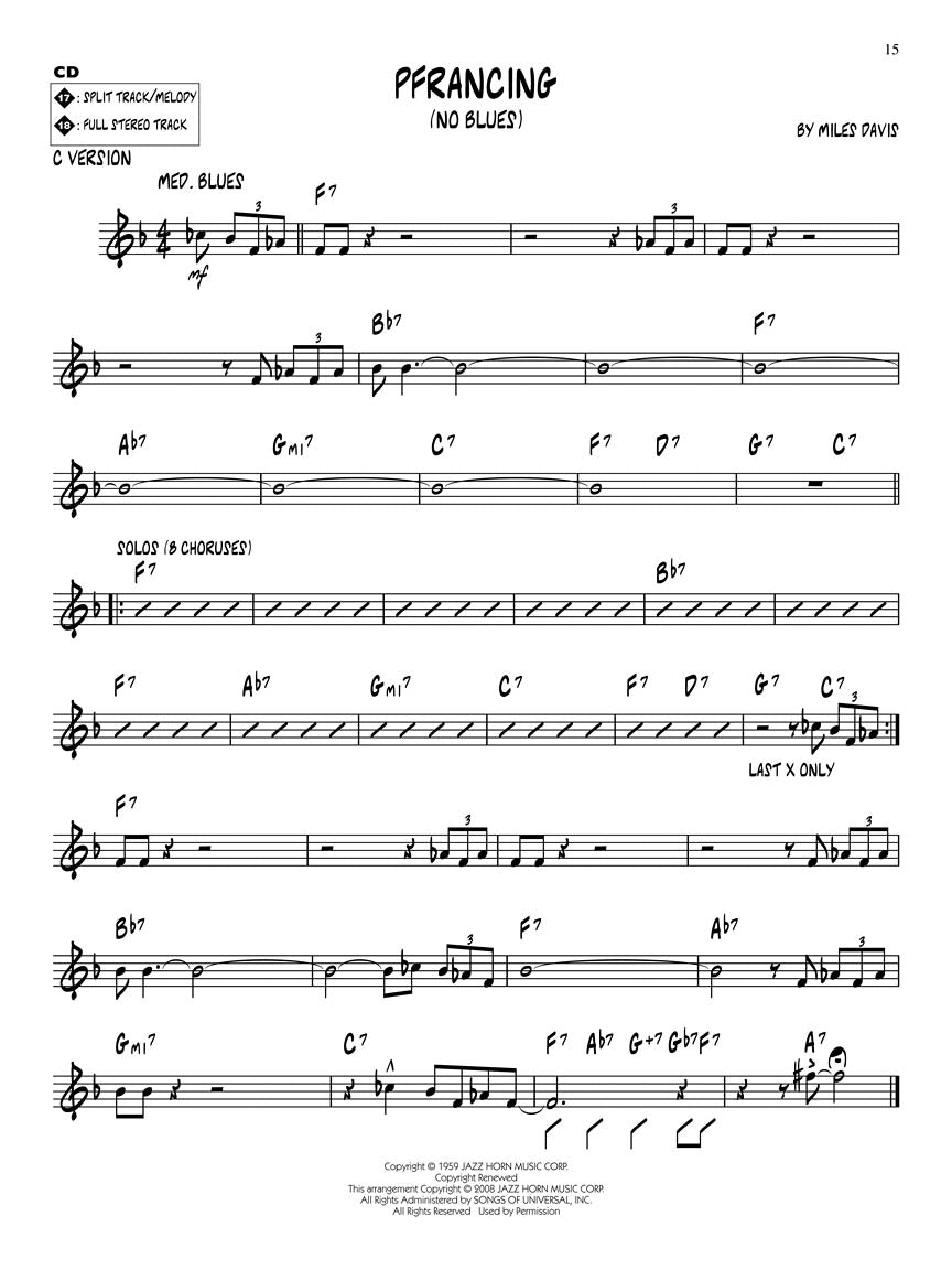 Miles Davis Classics - Jazz Play Along Volume 79 Book/Cd