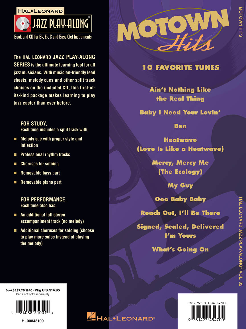Motown Hits Jazz Play Along Volume 85 Book/Cd