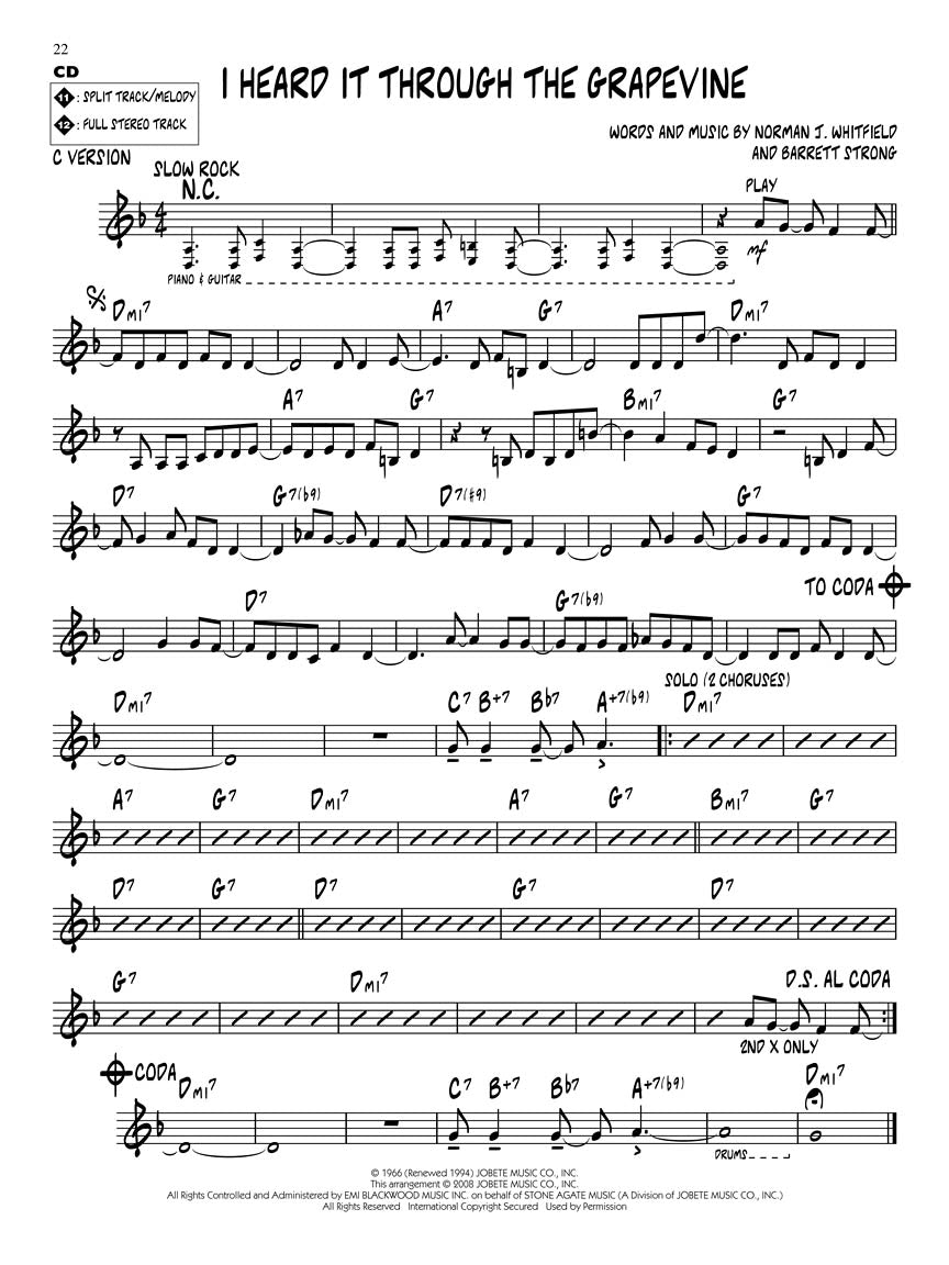 Motown Classics - Jazz Play Along Volume 107 Book/Cd