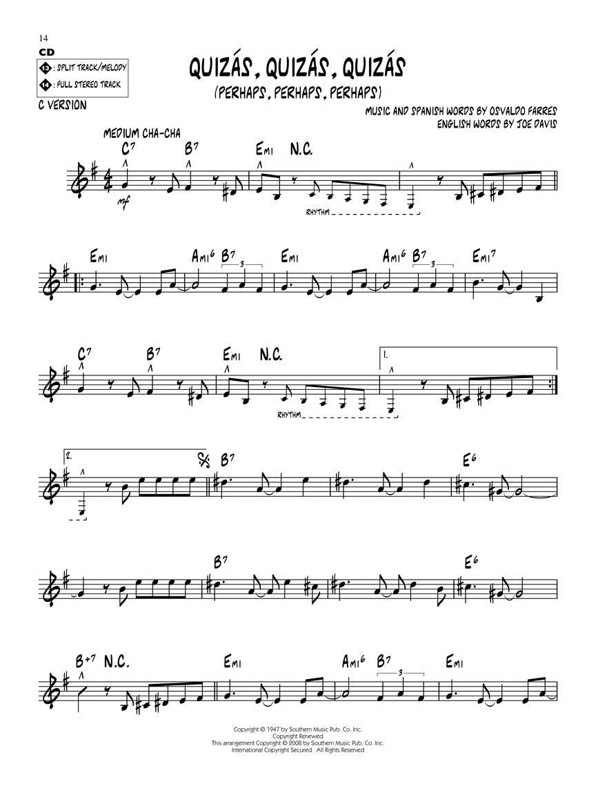 Latin Jazz Standards - Jazz Play Along Volume 96 Book/Cd
