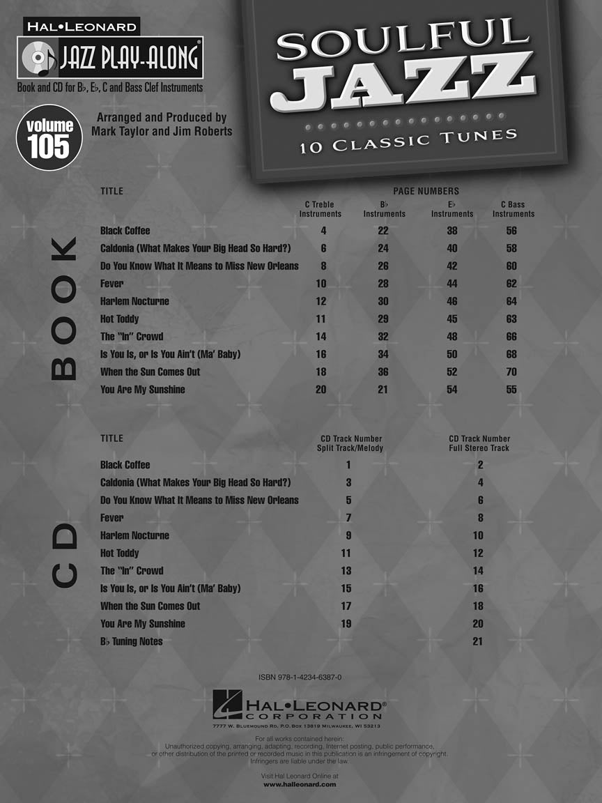 Soulful Jazz - Jazz Play Along Volume 105 Book/Cd