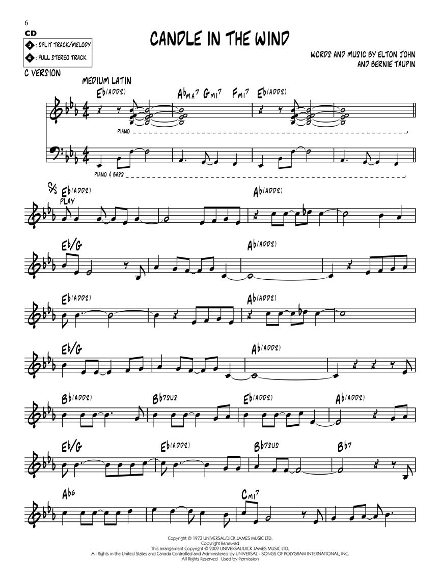 Elton John - Jazz Play Along Volume 104 Book/Cd