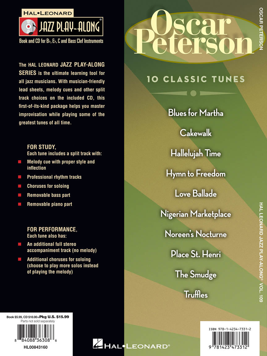 Oscar Peterson - Jazz Play Along Volume 109 Book/Cd
