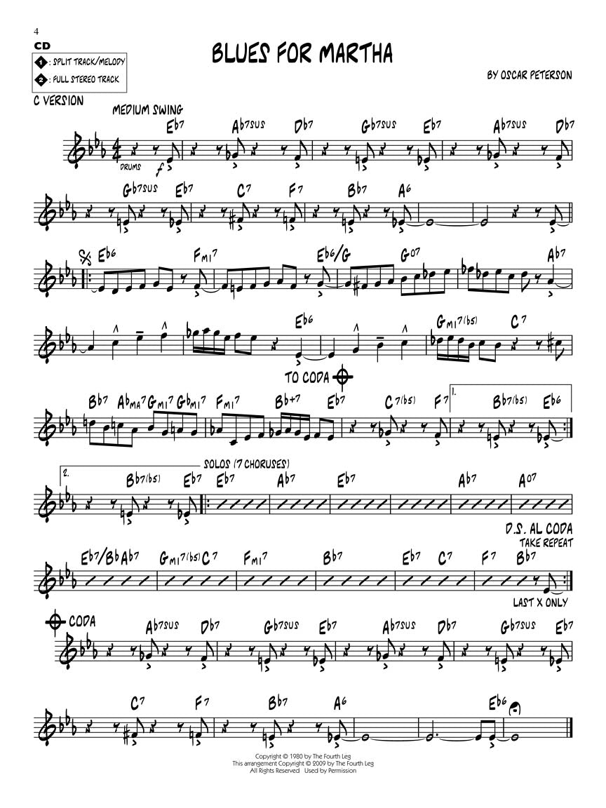 Oscar Peterson - Jazz Play Along Volume 109 Book/Cd