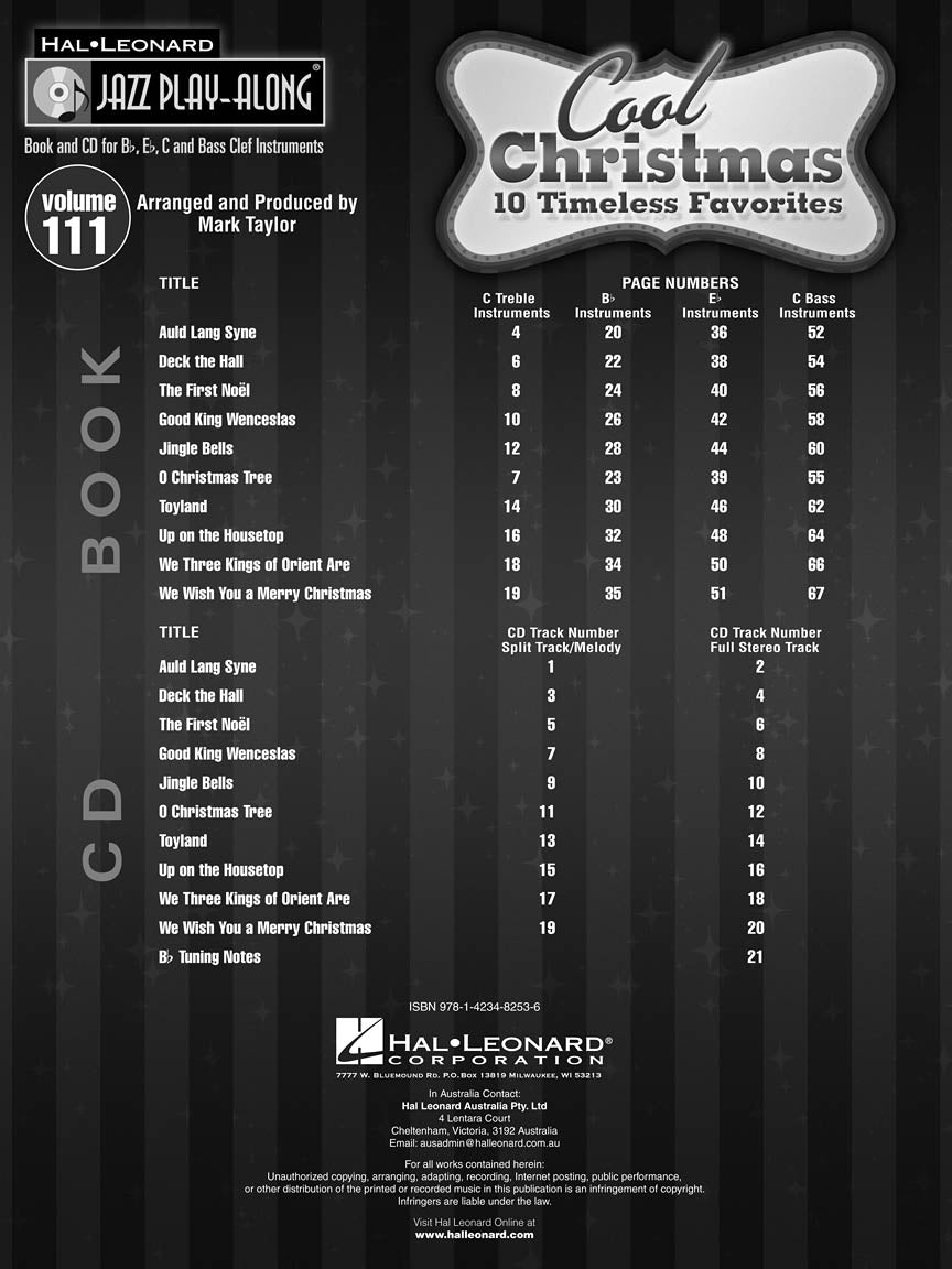 Cool Christmas - Jazz Play Along Volume 111 Book/Cd