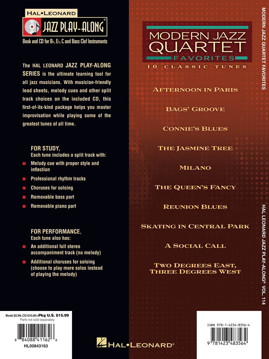 Modern Jazz Quartets - Jazz Play Along Volume 114 Book/Cd