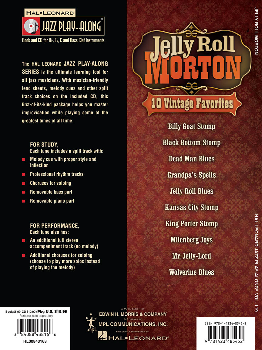 Jelly Roll Morton - Play Along Volume 119 Book/Cd