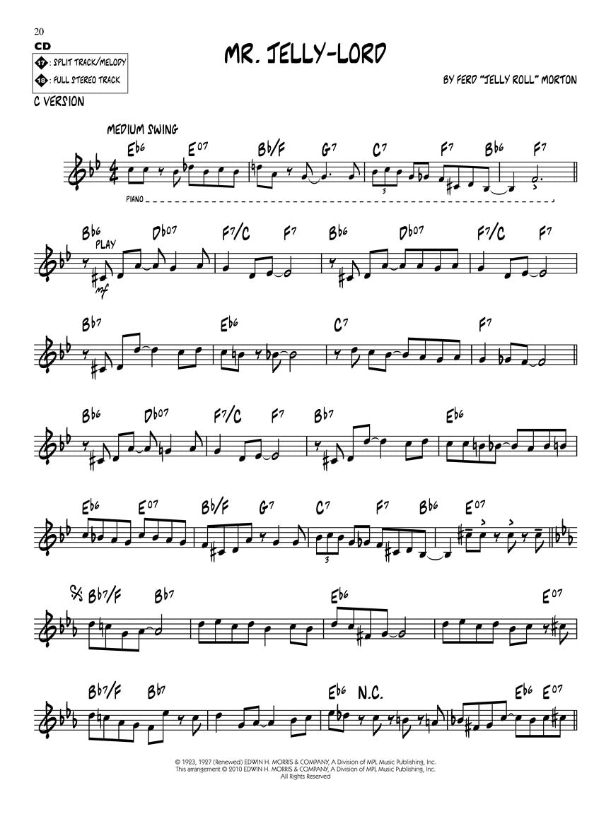 Jelly Roll Morton - Play Along Volume 119 Book/Cd