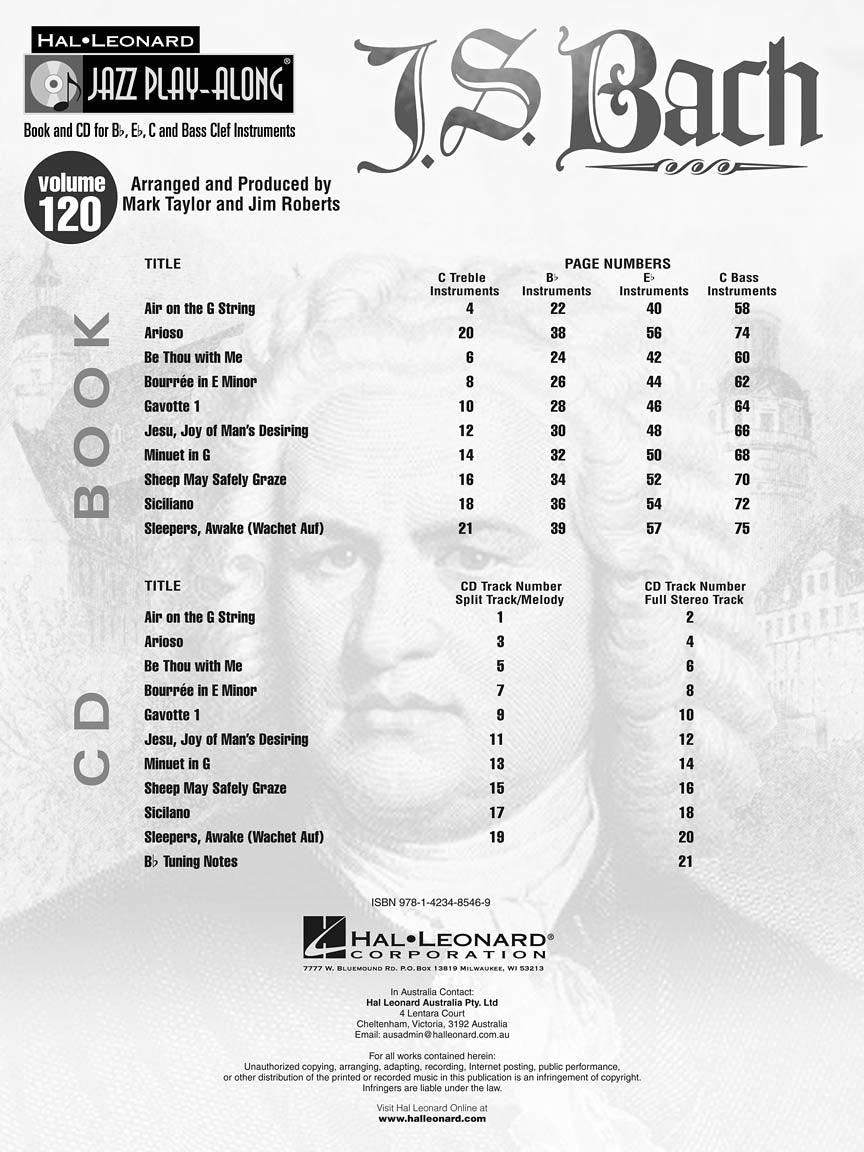 Bach Jazz Play Along Volume 120 Book/Cd