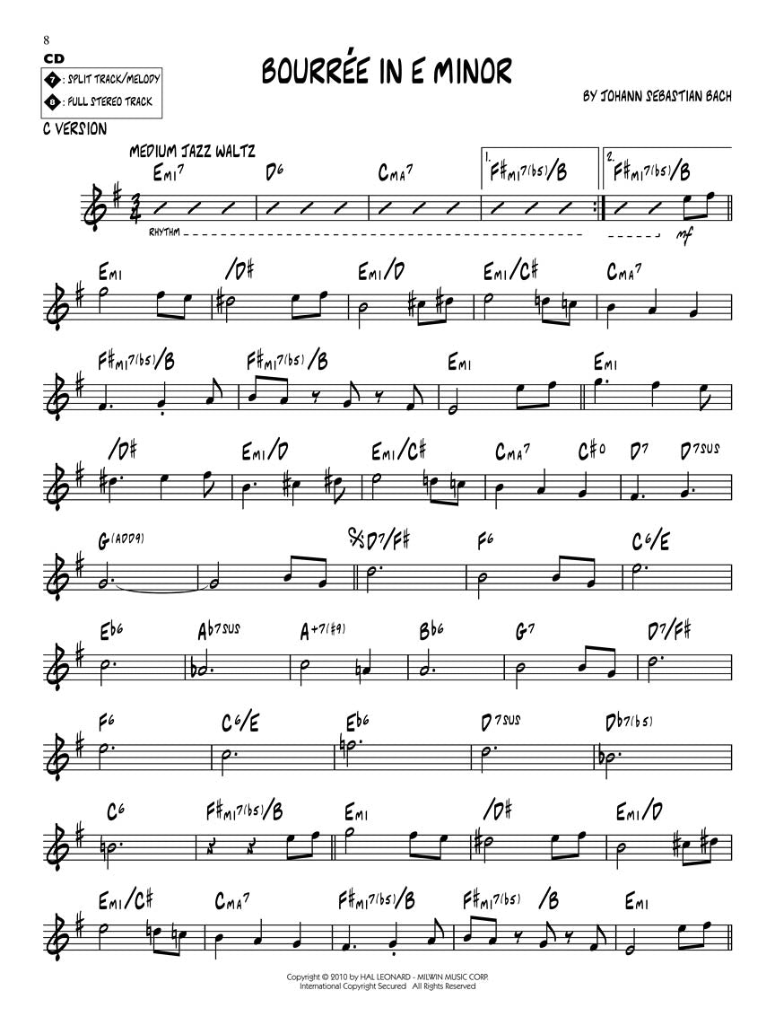 Bach Jazz Play Along Volume 120 Book/Cd