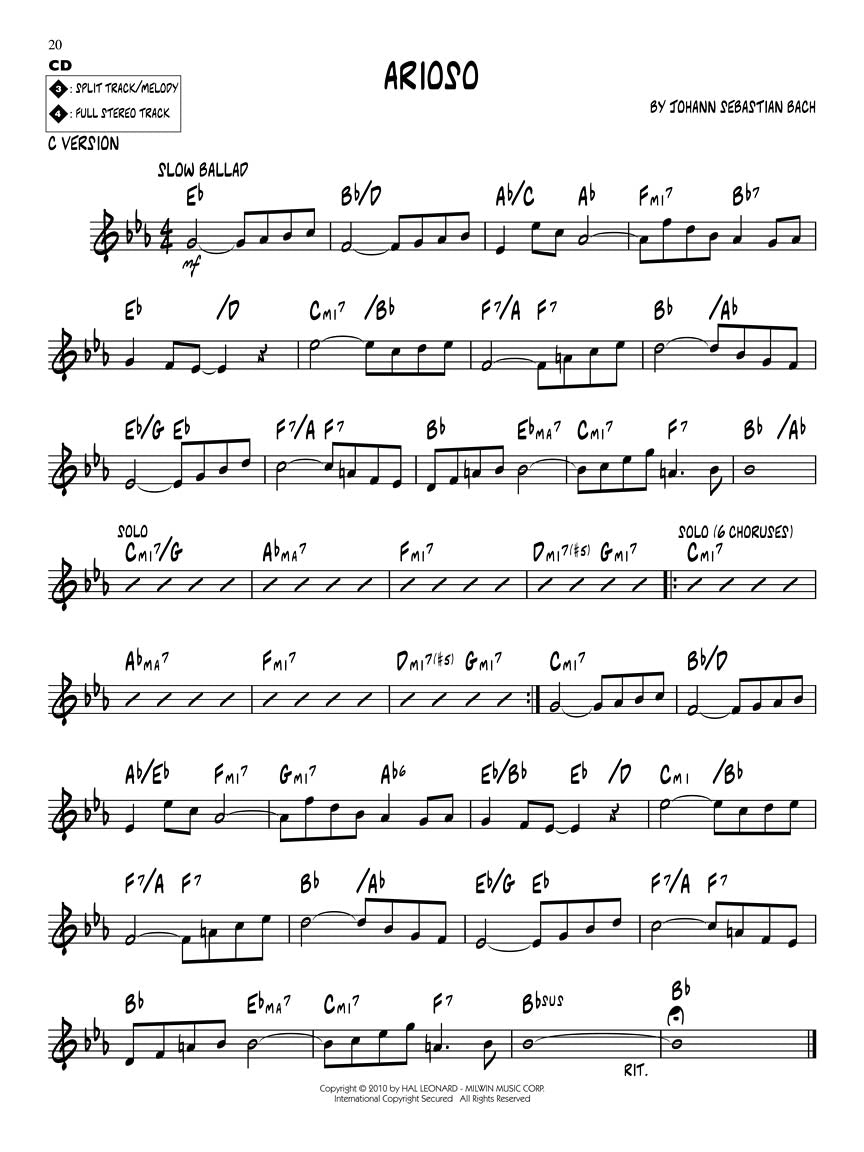 Bach Jazz Play Along Volume 120 Book/Cd