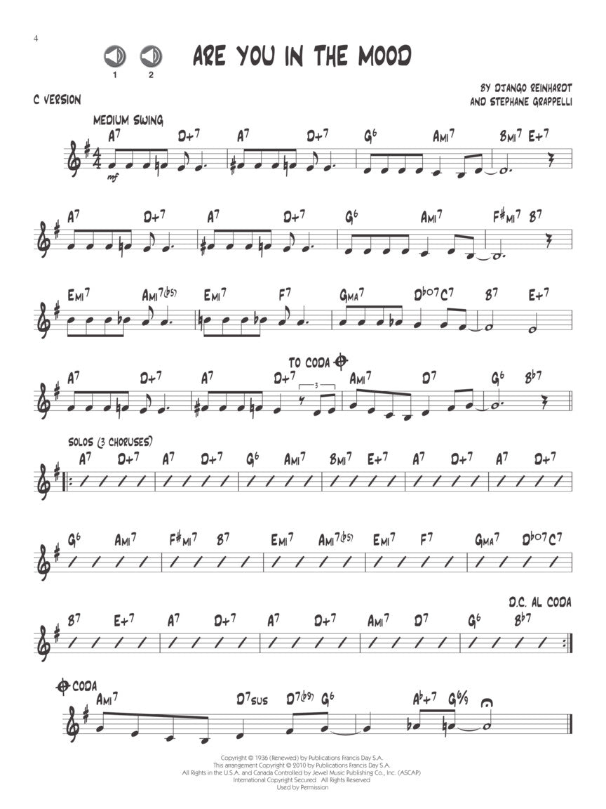 Django Reinhardt - Jazz Play Along Volume 121 Book/Ola
