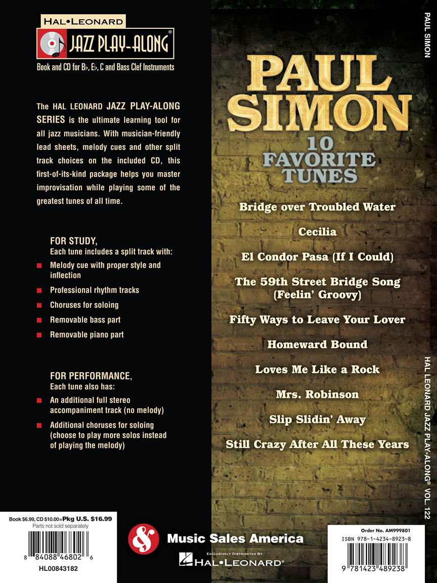 Paul Simon - Jazz Play Along Volume 122 Book/Cd