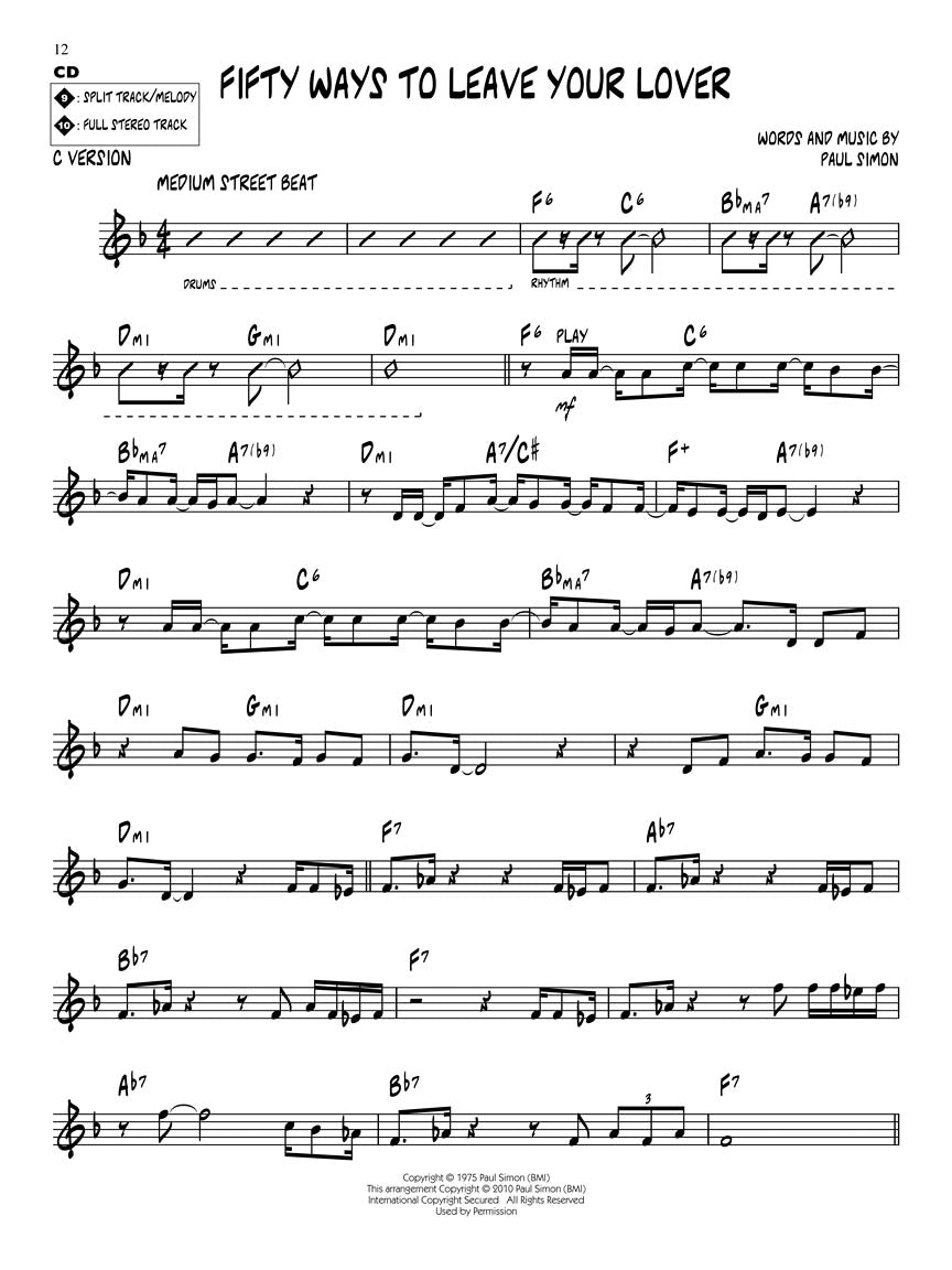 Paul Simon - Jazz Play Along Volume 122 Book/Cd