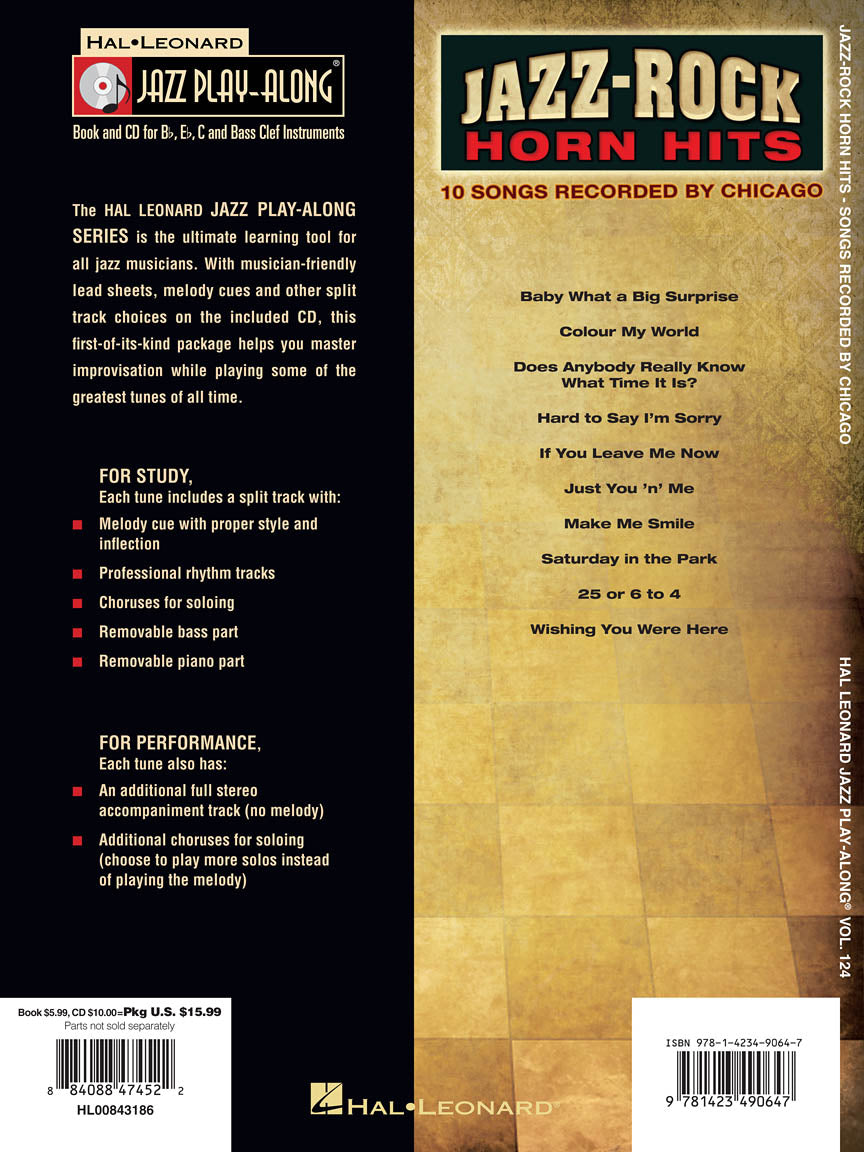 Jazz-Rock Horn Hits - Jazz Play Along Volume 124 Book/Cd