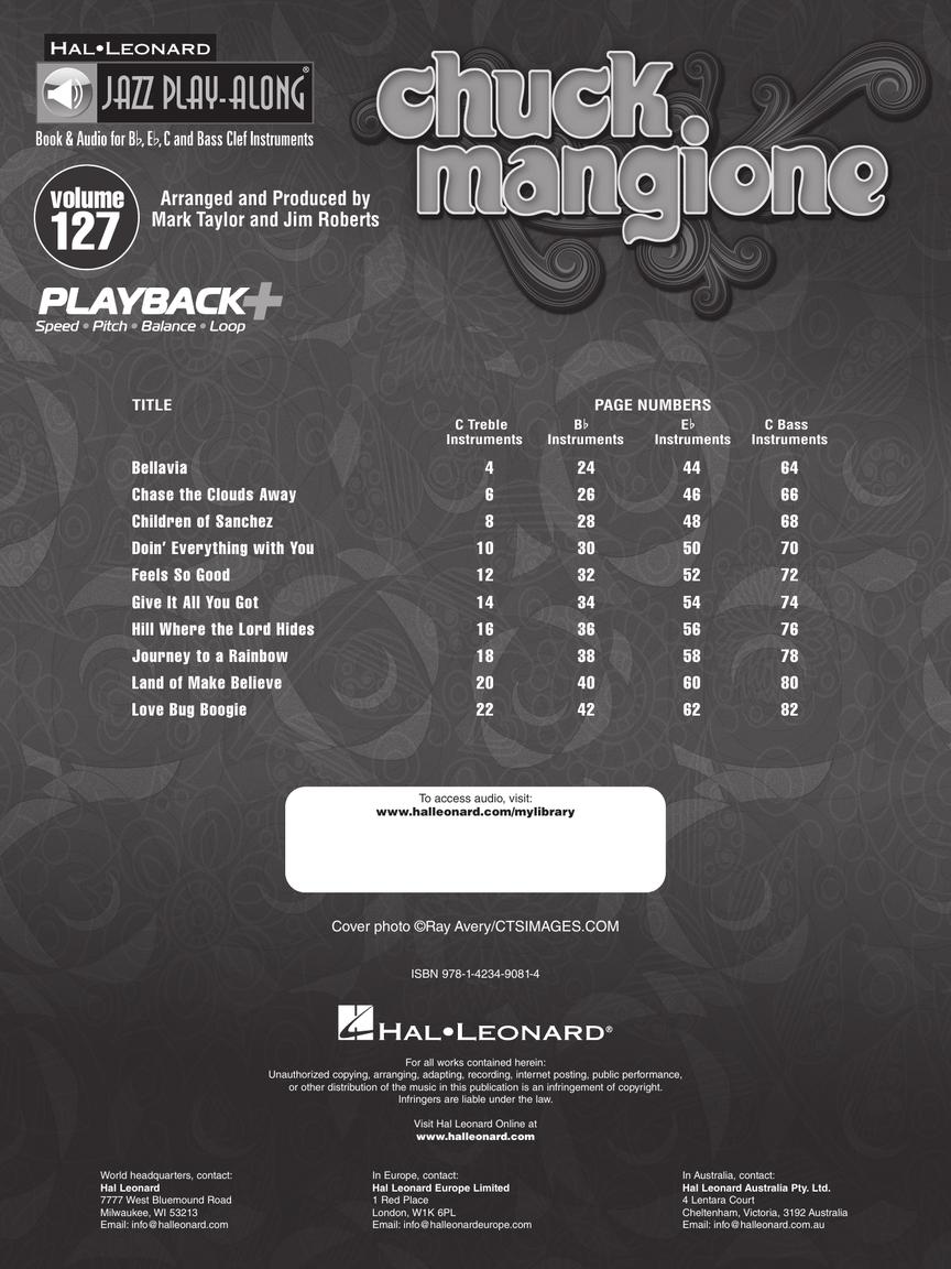 Chuck Mangione - Jazz Play Along Volume 127 Book/Cd
