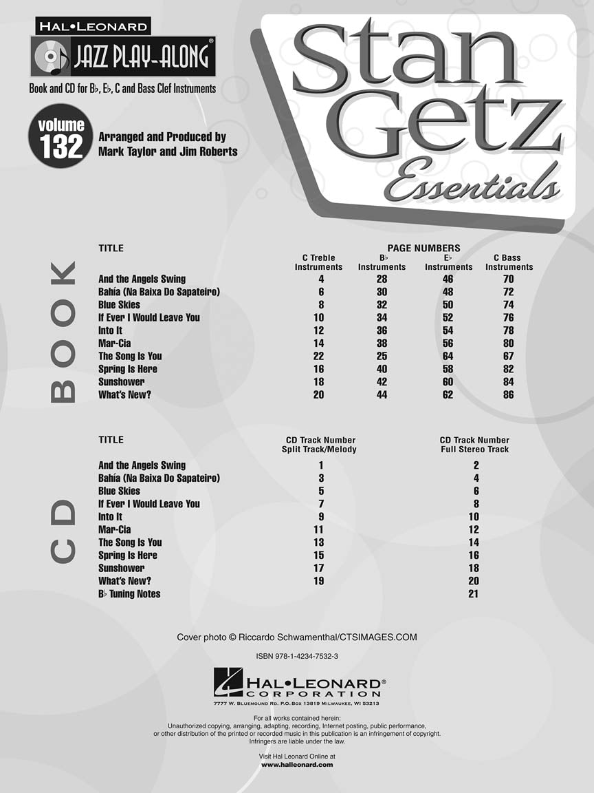 Stan Getz Essentials - Jazz Play Along Volume 132 Book/Cd
