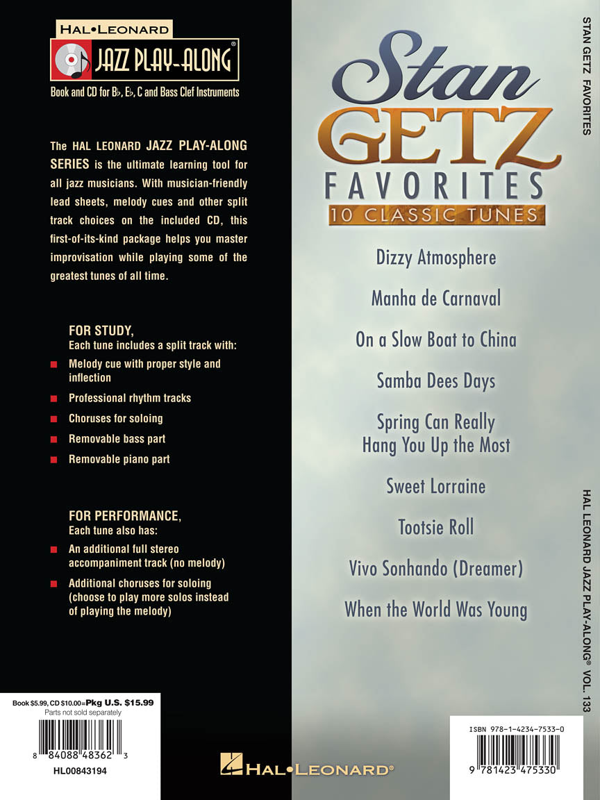 Stan Getz Favourites - Jazz Play Along Volume 133 Book/Cd