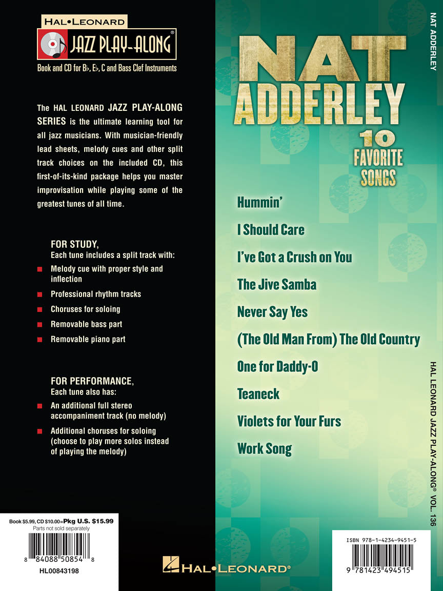 Nat Adderley - Jazz Play Along Volume 136 Book/Cd
