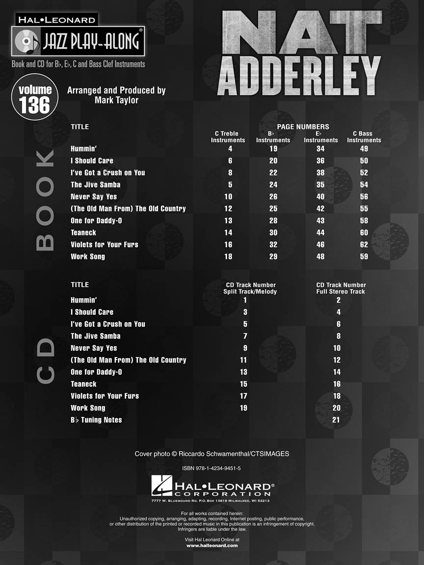 Nat Adderley - Jazz Play Along Volume 136 Book/Cd