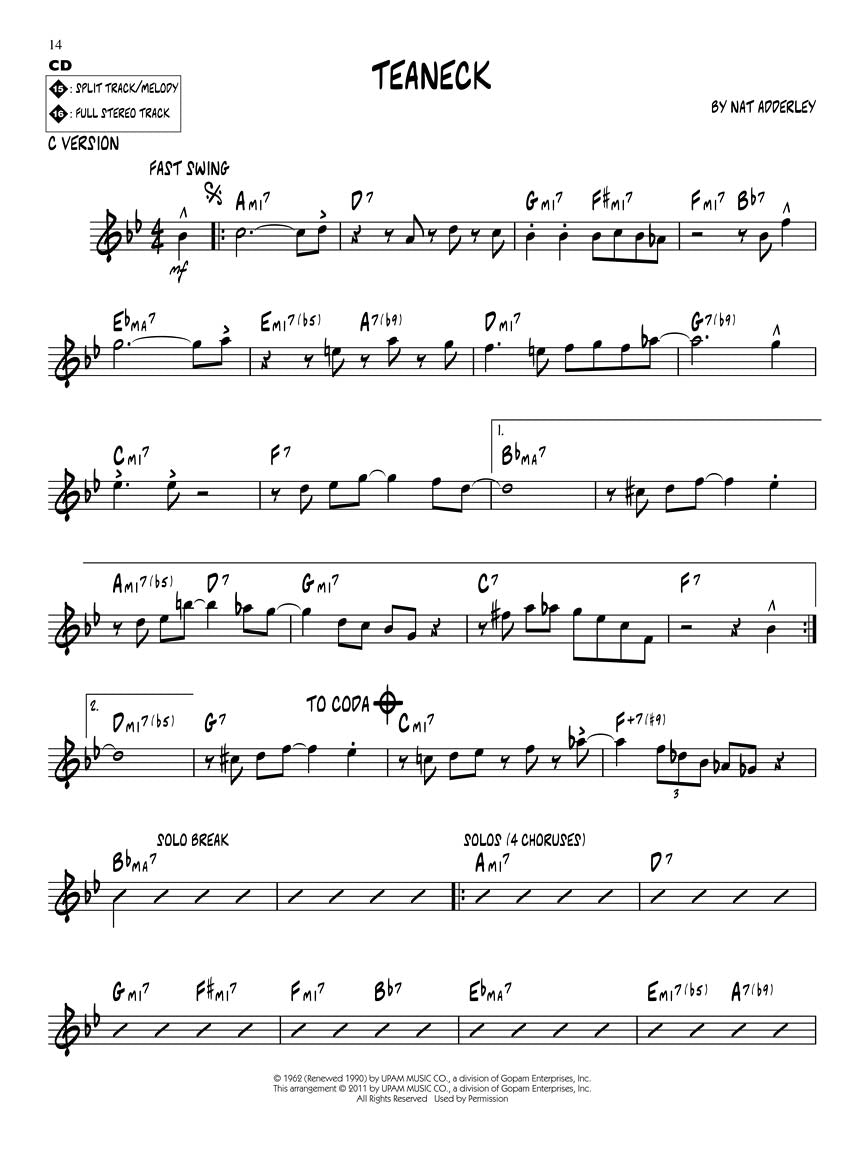 Nat Adderley - Jazz Play Along Volume 136 Book/Cd