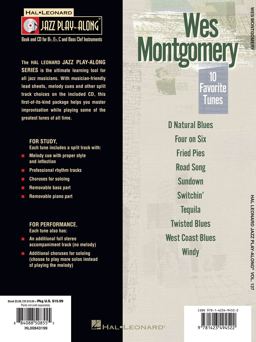 Wes Montgomery - Jazz Play Along Volume 137 Book/Cd