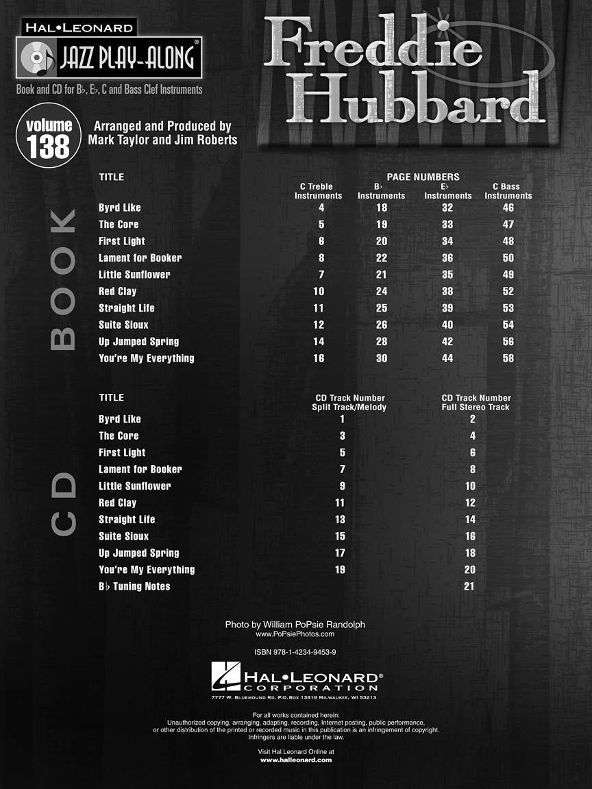 Freddie Hubbard - Jazz Play Along Volume 138 Book/Cd